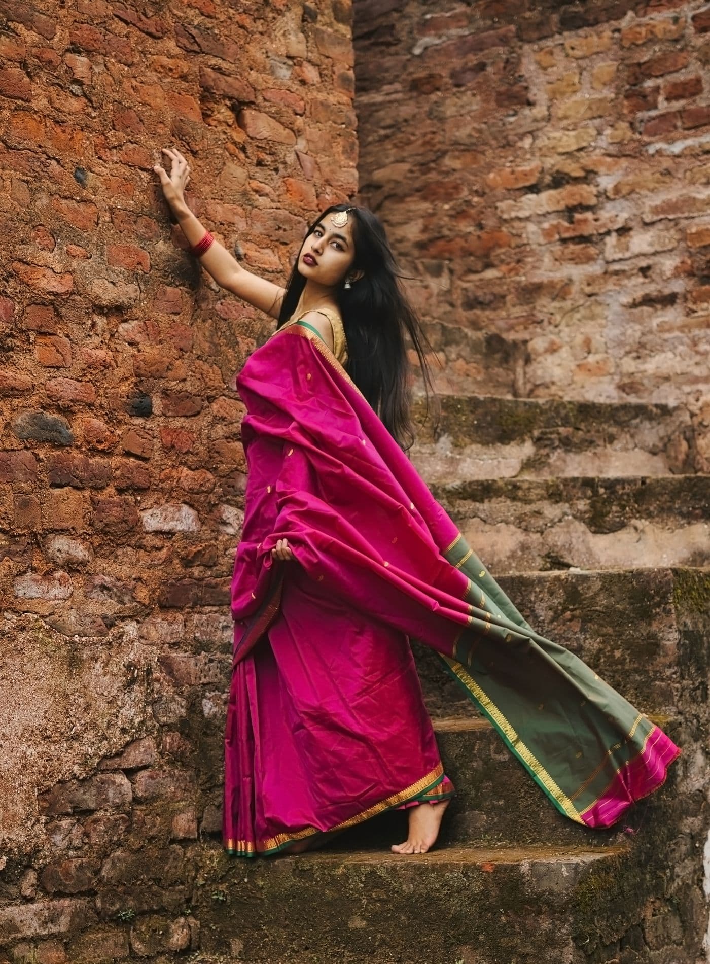 Graceful georgette saree with flowing drape